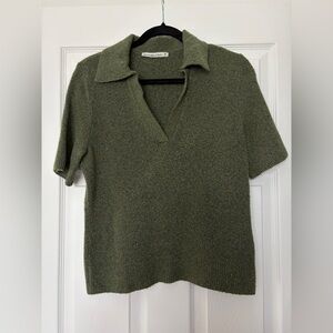 Abercrombie & Fitch Notch Neck Sweater Tee in Green